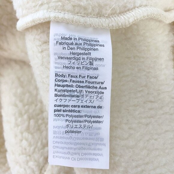 J CREW VINTAGE FLEECE IVORY WHITE SNAP COLLAR LEOPARD TRIM SHERPA PULLOVER - S - Picture 9 of 9